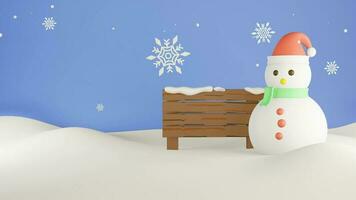 3d Animé hiver Ventes social médias Publier modèle avec blanc podium, flocon de neige et bonhomme de neige, incroyable pour Voyage agences, produit promotion, Noël et Nouveau année salutations. video