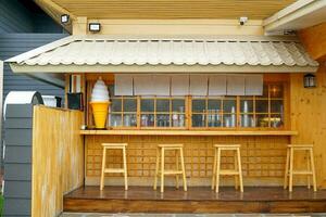 Restaurant, a Japanese-style coffee shop in Thailand. The shop owner decorated the shop cutely, giving an atmosphere like going to Japan. Soft and selective focus. photo