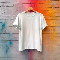 Illustration of a white plain t-shirt mockup, AI Generated photo