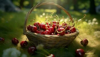 Freshness of nature bounty  ripe, organic, healthy eating, juicy berries generated by AI photo