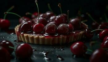 Freshness and sweetness on a plate, a berry gourmet indulgence generated by AI photo