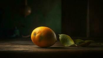 Freshness of nature  organic citrus fruit, ripe leaf, healthy eating generated by AI photo