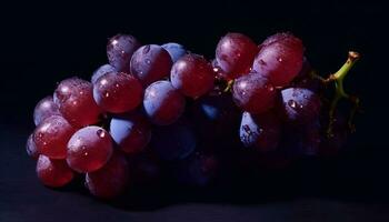 Fresh grape bunches, ripe and juicy, nature sweet and healthy snack generated by AI photo