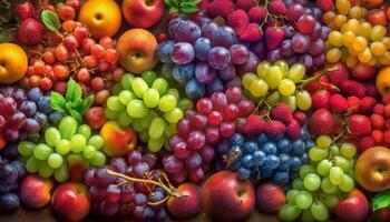 Freshness and abundance of nature vibrant colors in a juicy collection generated by AI photo