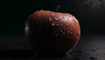 Freshness drops on a wet apple, nature juicy, organic snack generated by AI photo