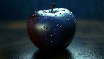 Freshness of ripe apple, wet with dew, reflects nature gourmet generated by AI photo