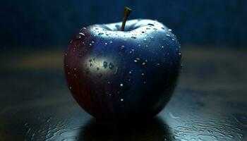 Freshness of ripe apple, wet with dew, reflects nature gourmet generated by AI photo