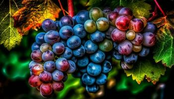 Grape leaf, nature freshness, ripe autumn fruit, organic winemaking generated by AI photo