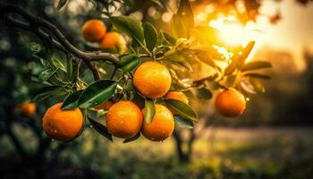 Freshness and vibrancy in nature citrus fruit, a healthy summer generated by AI photo