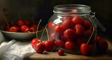 Freshness of nature bounty, ripe fruit on a rustic wooden table generated by AI photo