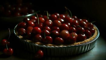 Freshness and sweetness in homemade berry tart, a summer indulgence generated by AI photo