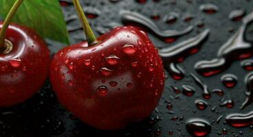 Freshness drops wet nature, gourmet ripe healthy eating sweet food generated by AI photo