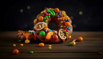 Homemade dessert, sweet indulgence, baked pastry item, colorful celebration generated by AI photo