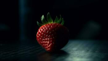 Freshness of ripe strawberry, a healthy, juicy, organic dessert generated by AI photo