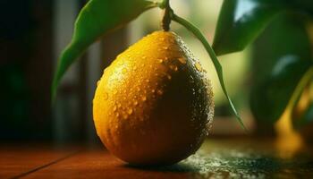 Freshness and nature in a citrus fruit, ripe and green generated by AI photo