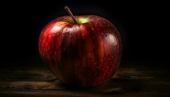 Freshness and nature on a wooden table, healthy eating with apples generated by AI photo