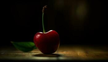 Fresh, ripe fruit on a wooden table, a healthy gourmet snack generated by AI photo