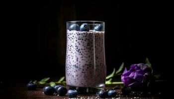 Fresh berry milkshake, a healthy gourmet dessert generated by AI photo