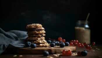 Fresh organic berries and granola for breakfast generated by AI photo