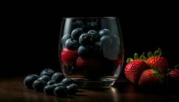 Organic berry dessert, sweet and juicy refreshment generated by AI photo