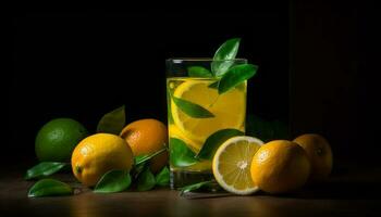 Organic citrus mojito, a refreshing summer drink generated by AI photo