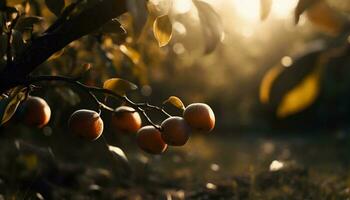 Ripe fruit on branch, fresh autumn harvest generated by AI photo