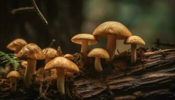 Fresh autumn fungi, edible and organic gourmet food generated by AI photo