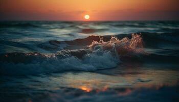 Sunrise over tranquil seascape, a tropical paradise generated by AI photo