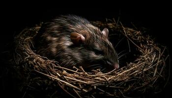 Fluffy rodent snout, whiskers, and cute fur generated by AI photo