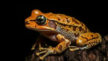 Poisonous toad sitting wet, looking away cute generated by AI photo