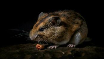 Fluffy rodent with whiskers and fur eating generated by AI photo