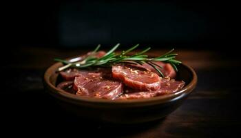 Grilled steak and veggies, a healthy meal generated by AI photo