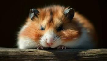 Fluffy guinea pig portrait, cute and curious generated by AI photo