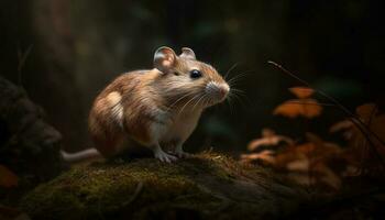 Fluffy mammal sitting in green grass field generated by AI photo