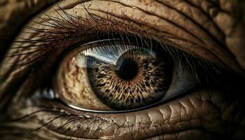 Animal eye staring, beauty in nature reflection generated by AI photo