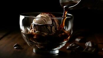 A gourmet dessert of dark chocolate indulgence generated by AI photo