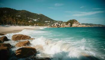 Relaxing on the tranquil Caribbean waters edge generated by AI photo