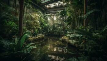 Tranquil scene in tropical rainforest, underwater mystery generated by AI photo