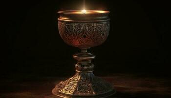 Traditional Catholic ceremony Communion, praying, candlelight, altar generated by AI photo