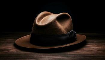 elegante hombres sombreros sombrero de fieltro, vaquero, jugador de bolos, Panamá generado por ai foto