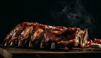 jugoso, A la parrilla carne Listo a comer ahora generado por ai foto