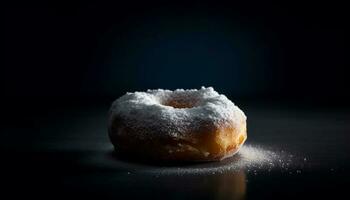 A homemade donut, sweet indulgence on plate generated by AI photo