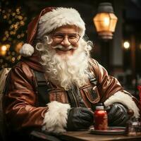 Illustration of a Santa Claus with a Christmas background, AI Generated photo
