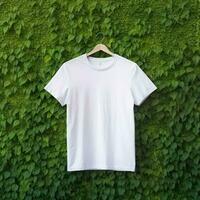 Illustration of a white plain t-shirt mockup, AI Generated photo