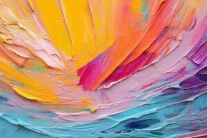 Artistic texture from bold strokes of colored acrylic paints on canvas. illustration. photo