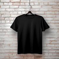 Illustration of a black plain t-shirt mockup, AI Generated photo