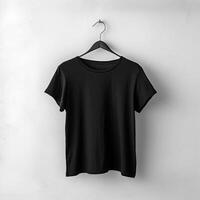 Illustration of a black plain t-shirt mockup, AI Generated photo