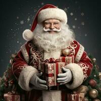 Illustration of a Santa Claus with a Christmas background, AI Generated photo