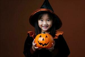 An illustration of children wearing a halloween costume , AI Generated photo