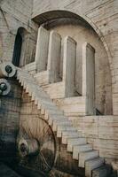 Carved steps staircase side view in modern architecture concept photo. photo